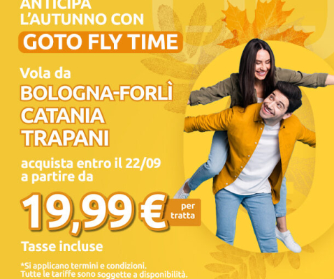 Catania e Trapani, in vendita i voli GoToFly della Winter 2024-2025: date comode per trascorrere le festività in famiglia
